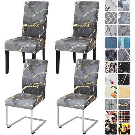Stuhlhussen 4er Set, elastisch, waschbar, für Esszimmerstühle, Marmor-Design (1/5)