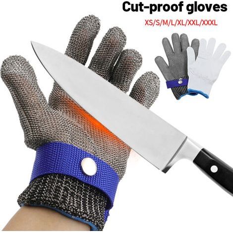 Gants De Maille Metal Maille Cuisine Gant Acier Anti Coupure,Gants De Travail Anti Coupure Et Anti Perforation De SéCurité Alimentaire ,Convient pour Ouvrir les Hutres (M,23.5cm) (1/5)