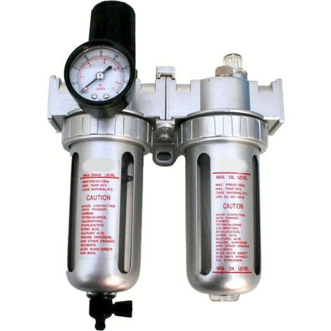 FILTRO RIDUTTORE REGOLATORE MANOMETRO PRESSIONE ATTACCO 1/2&quot OLIATORE PER COMPRESSORE 611sa