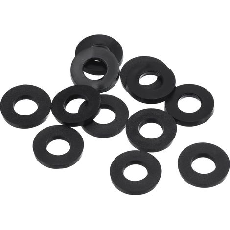 M8 Caoutchouc Plat Rondelle, 12 Paquet 8mm ID 16mm OD Étanchéité Entretoise Joint Anneau pour Robinet Tuyau Eau Fixation Boulon, Noir (1/5)