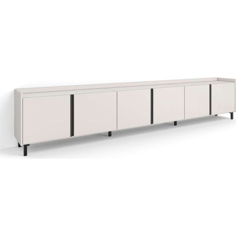 Mueble TV Campillos-02 de 309x61x35 cm con puertas abatibles, diseño industrial, color beige (1/4)
