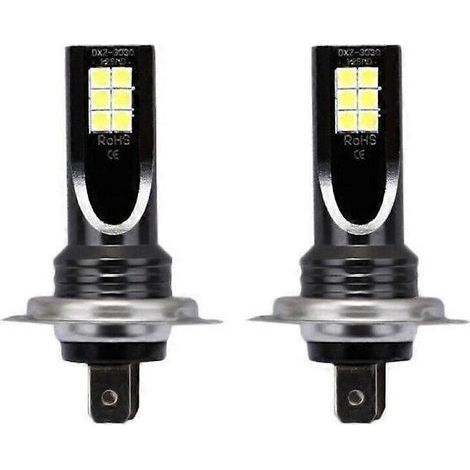 Ampoules LED H7 pour feux antibrouillard, blanc froid 6000K, puissance 80W, puces 3030, éclairage séquentiel, boîtier aluminium blanc, lot de 2 (1/4)