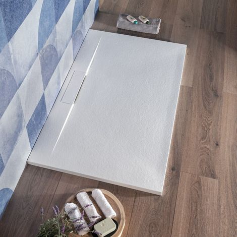 Piatto Doccia 70x100 Cm Bianco Marmoresina Tagliabile Effetto Pietra Cover (1/5)