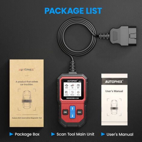 AUTOPHIX OM117 Analyseur de Batterie Automobile et Scanner OBDII - Testeur de Démarrage et de Charge pour Batteries 12V, Diagnostic Moteur Multilingue avec Lecture/EFFACEMENT des Codes Défaut-