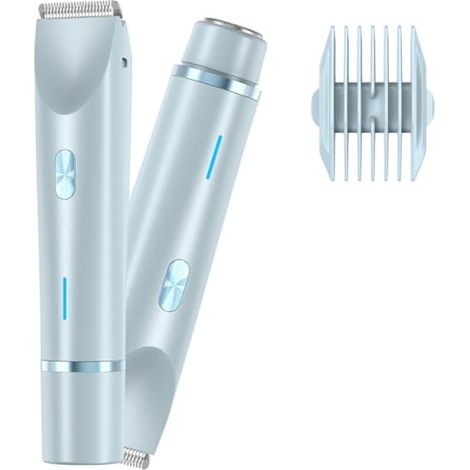 HOXILEELEO - Rasoir électrique 2 en 1 pour femme, étanche, pour l'épilation du maillot, des jambes, des bras, des aisselles et du visage. Double tête, USB-C, bleu. (1/5)