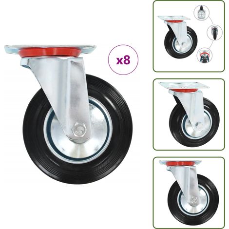 8 pcs Roulettes pivotantes 160 mm - Roulettes Pivotantes - Roulettes De Chariot - Roues Mobiles - Accessoires Meuble - Manutention (1/5)
