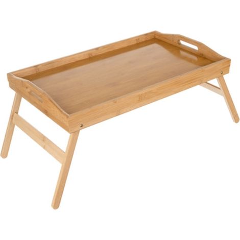 Table de petit-déjeuner pliable en bambou avec support pour ordinateur portable, 50 x 30 cm (1/5)