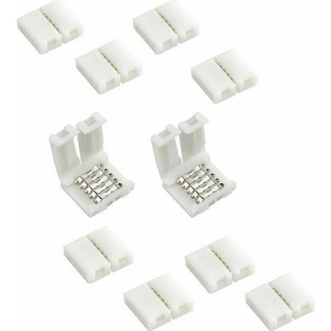 Lot de 10 connecteurs de bande LED RGBW à 5 broches de 10 mm de large pour bande LED sans soudure pour rubans LED SMD 5050 RGBW RGBWW (1/4)