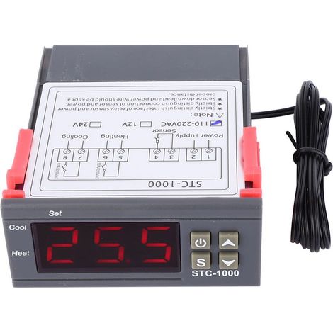 Contrôleur de température numérique Thermostat de sortie à double relais avec coefficient négatif (110 V - 220VAC) (1/5)