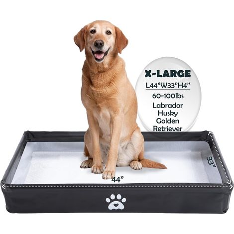 Plateau pliable pour tapis d'urine pour chien, base haute, bac à litière d'intérieur pour grand chien, 111,8 x 83,8 cm, support de tapis d'entraînement étanche, support de pot pour chiens (1/5)
