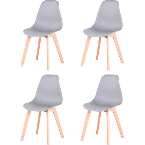 Wokaka Sillas de Comedor - Pack 4 Sillas de comedor - diseño minimalista - Gris - Patas de las sillas de madera de haya (1/5)