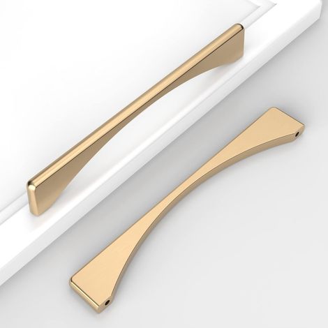 Poignée De Meuble - Laiton Brossé - 128 mm - Fixation À Vis - Pour Tiroirs Armoires Et Placards - Lot De 10 Pièces (1/5)