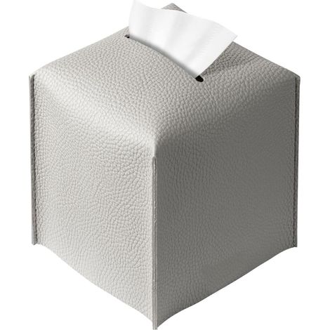 Graue Taschentuchbox, quadratisch 13 x 13 x 13 cm, dekorativer Organizer aus PU-Leder. (1/5)