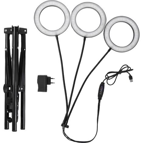 Lampada di coltivazione regolabile in altezza per piante, 108 LED a spettro completo, timer automatico (3, 9, 12 ore), 6 livelli di luminosità (spina UE, 3 teste da 28 W con adattatore da 3 A). (1/5)