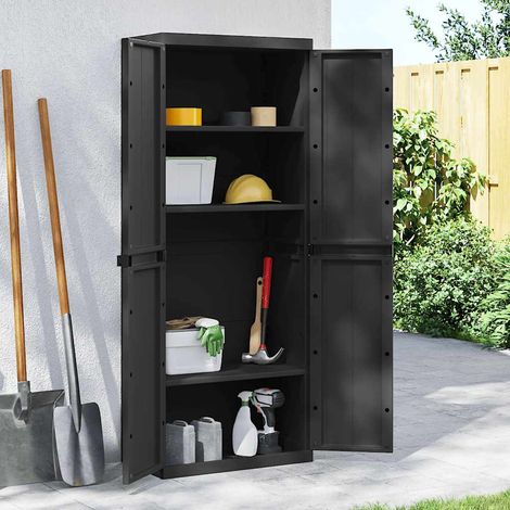 Gartenschrank Schwarz 65x37x165 cm PP
