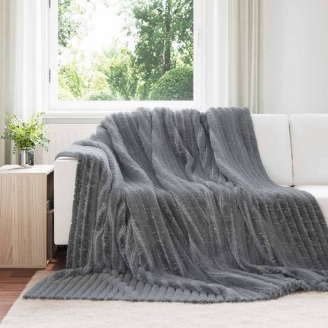 Überwurfdecke Dunkelgrau 240 x 220 cm Fleece