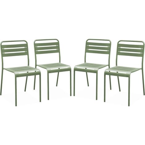 Lot de 4 chaises de jardin acier. 4 places. vert. Amelia. L44 x P52 x H79cm
