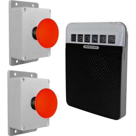 Alerte panique 800m sans fil - 2 boutons coup de poing sur piles & Carillon - 6 zones (PROTECT 800) (1/3)
