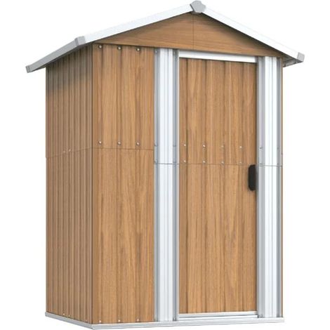 Le chalet de jardin marron mesure 126 x 97,5 x 177 cm et est fabriqué en acier galvanisé. (1/5)