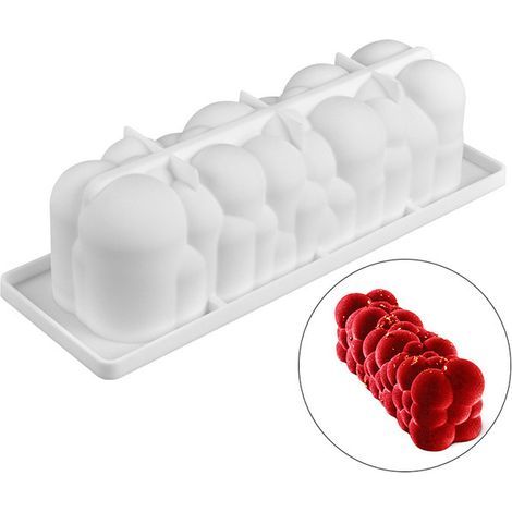 Stampo rettangolare in silicone bianco per torta mousse a bolle a forma di nuvola, fatto a mano. (1/5)