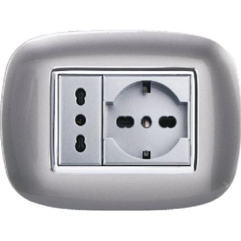 Vtizikl Placca Oval 3 4 6 Moduli Colore Silver Compatibile Con Bticino Axolute - -3 fori -