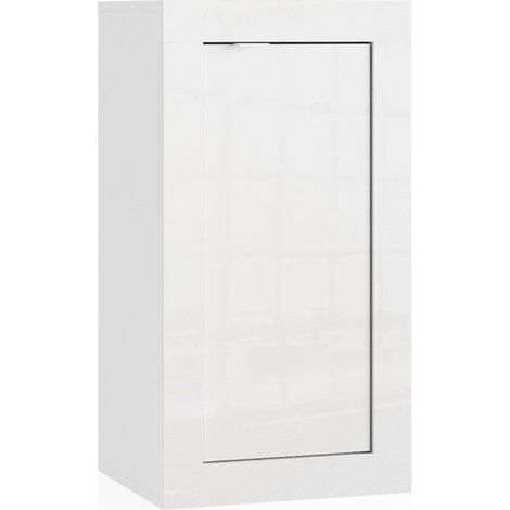 Mobile da stoccaggio ISORA – 1 porta, 2 scaffali – Bianco lucido – Design moderno