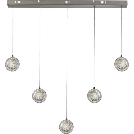 Searchlight Quartz Suspension à 5 lumières, verre à bulles, bord détaillé 4000K (1/4)