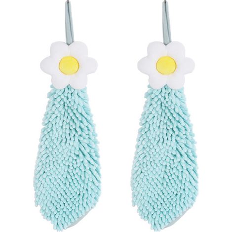 Lot De 2 Serviettes À Main En Chenille Douce Avec Boucle De Suspension Pour Cuisine Et Salle De Bain (1/5)