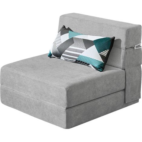 Bodensessel Schlafsessel 70x190cm mit Memory Schaum & Kissen Hellgrau (1/5)
