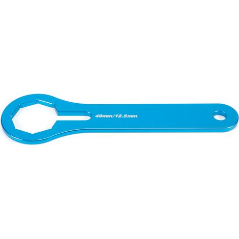 Clé à molette de 49 mm pour bouchon de fourche avant, amortisseur à double chambre, réglage d'amortisseur, compatible Yamaha (bleu). (1/5)