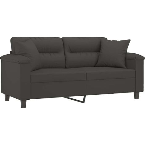 Canapé 2 places avec oreillers et coussins Gris foncé 140 cm vidaXL (1/5)