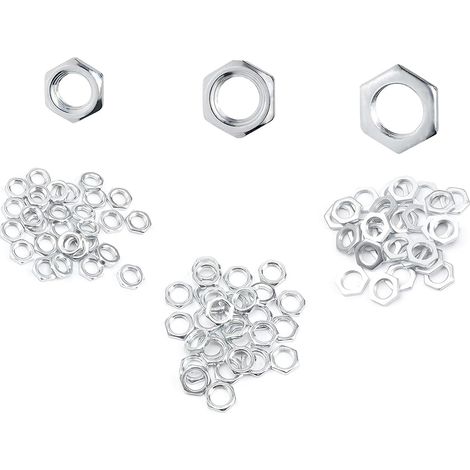 90 Pièces Ecrou, M8 M10 M12 Écrou Hexagonal Plat, Plat Ecrou Hexagonal, Galvanisé Écrous Hexagonaux, pour Construction Métallique, Meubles, Machines (1/5)