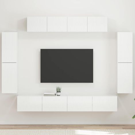 TV-Schränk 8 pcs Hochglanz Weiß