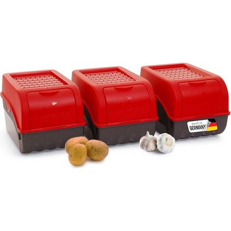 Boîte de rangement pommes de terre 3x5L rouge empilable