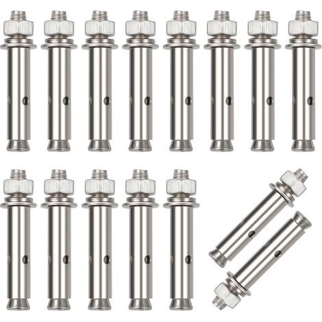 Packung mit 15 Edelstahl-Spreizdübeln M8x60 mm, Edelstahl 304, hochbelastbar bis 26 kg, für Beton und Mauerwerk (1/5)