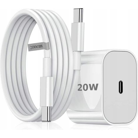 Cargador rápido Koanni PD de 20 W + cable USB-C PD de 200 cm (1/5)