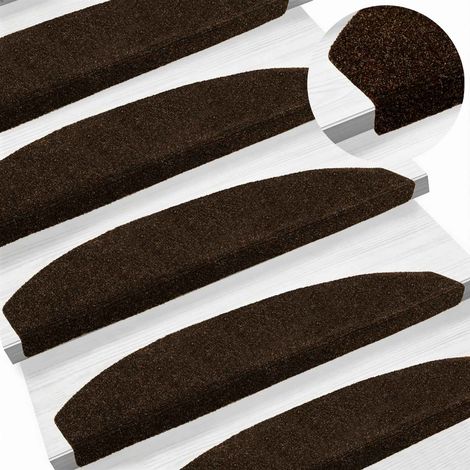 Maison Exclusive - Tappetini per scale autoadesivi Semicircolare 15 pcs Marrone
