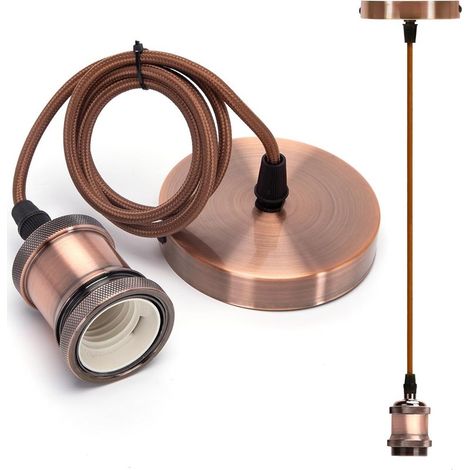 E27 Metall-Pendelleuchte, Deckenmontage, 1 m Kabel, Rot (1) (1/5)