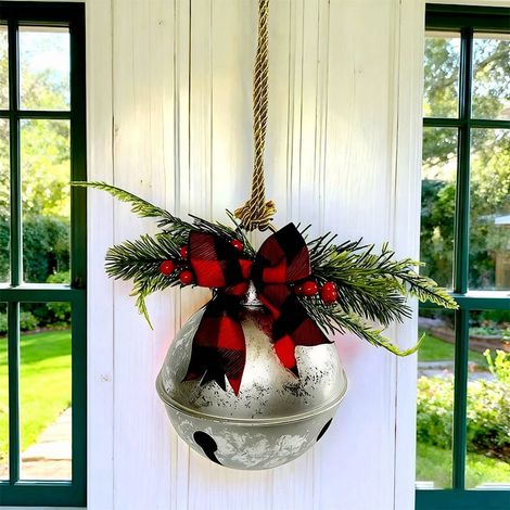Cloche De Noël - En Métal - Pour Extérieur Jardin Terrasse Cheminée - Avec Nœud Décoratif - Lot De 1 (1/5)