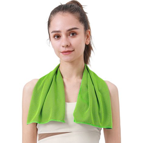 30 x 90 cm Sport-Kühlhandtuch – Schnelltrocknendes Eishandtuch für Laufen, Wandern und Outdoor-Aktivitäten – Sofortiger Kühleffekt, Grün-x