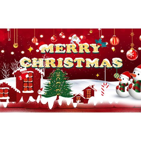 Décoration de Noël rouge « Joyeux Noël », fond photo avec le Père Noël et un sapin, bannière et affiche pour les décorations de Noël, d'hiver et du Nouvel An, 180 x 102 cm (70,8 x 40,2 pouces).