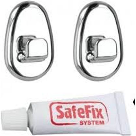 Set mit 2 verchromten Haken mit extra starkem Safe Fix-Kleber