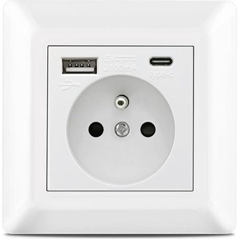 USB-Typ-C-Steckdose, Ladeanschluss, Heimnetzteil, EU-Standardstecker, AC 110–250 V, 16 A (weiß) (1/5)