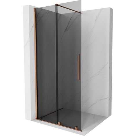 Mexen Velar Duschwand Faltbar Walk-in 70 x 200 cm, graphit 8 mm, roségold - 871-070-000-43-60