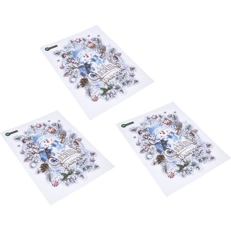 Lot de 3 autocollants muraux sapin de Noël et bonhomme de neige, décoration murale créative pour la maison et les fenêtres. (1/5)