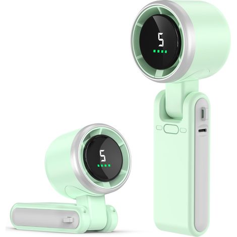 Mini Ventilateur Portable Compact et Élégant avec Batterie - Usage Main, Bureau, Cou ou Pliable, Ultra Rapide 12m/s, 5 Vitesses, 13500 tr/min, Rechargeable par USB pour Extérieur