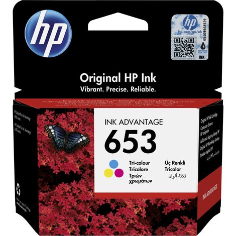 HP 653 Tri-color Original Ink Advantage Cartridge Druckerpatrone 1 Stück(e) Standardertrag Cyan, Magenta, Gelb