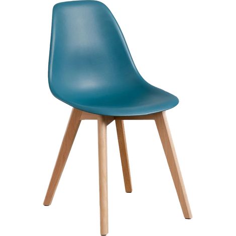 ORION91oficial® - Silla ARA Color Azul Turquesa Asiento Polipropileno y Patas Haya (83x46x55 cm) Estilo Escandinavo, Comedor, Hostelería, Oficina, Salón, Teletrabajo, Cocina - spaziOrion91 (1/5)