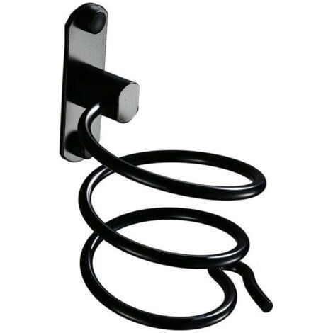 Pair 1PCS noir Support pour sèche-cheveux pour montage mural avec perçage - Pour hôtel, salle de bain, WC, barbier Aluminium, finition mate (1/4)