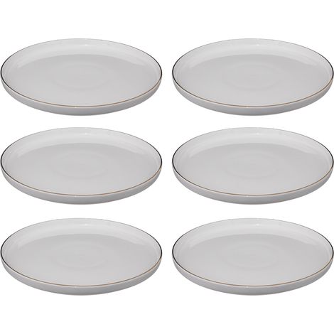Assiettes à dîner en porcelaine SUBLIMA, bord doré, 6 pièces x Ø 27 cm